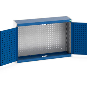 Heavy Duty Pegboard Cupboard Storage - Cubio Cupboard Storage with Perfo Backpanel. WxDxH: 1050X325X700mm Ral 7035/5010 _SKU-40031053.11V