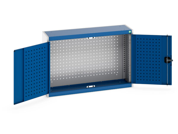 Heavy Duty Pegboard Cupboard Storage - Cubio Cupboard Storage with Perfo Backpanel. WxDxH: 1050X325X700mm Ral 7035/5010 _SKU-40031053.11V