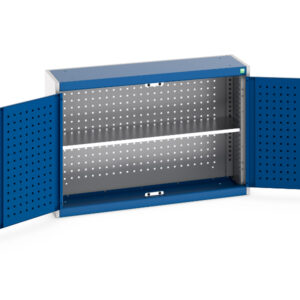 Cubio Cupboard Storage with Perfo Backpanel And 1X Shelf. WxDxH: 1050X325X700mm Ral 7035/5010 _SKU-40031054.11V