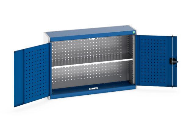 Cubio Cupboard Storage with Perfo Backpanel And 1X Shelf. WxDxH: 1050X325X700mm Ral 7035/5010 _SKU-40031054.11V