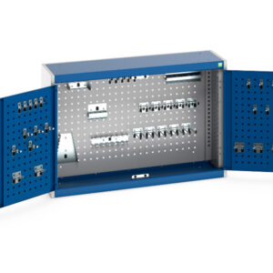 Cubio Cupboard Storage with Perfo Backpanel And 40 Piece Hook Kit. WxDxH: 1050X325X700mm Ral 7035/5010 _SKU-40031055.11V