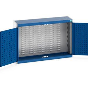 Cubio Cupboard Storage with Louvre Backpanel. WxDxH: 1050X325X700mm Ral 7035/5010 _SKU-40031056.11V