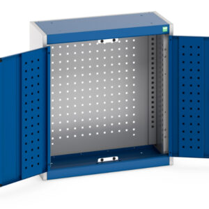 Secure Metal Storage Storage Cabinets - Cubio Cupboard Storage with Perfo Backpanel. WxDxH: 650X325X700mm Ral 7035/5010 _SKU-40031058.11V