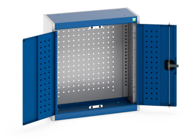 Secure Metal Storage Storage Cabinets - Cubio Cupboard Storage with Perfo Backpanel. WxDxH: 650X325X700mm Ral 7035/5010 _SKU-40031058.11V