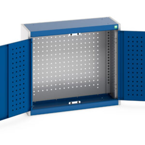Small Metal Cupboard Storage - Cubio Cupboard Storage with Perfo Backpanel. WxDxH: 800X325X700mm Ral 7035/5010 _SKU-40031060.11V