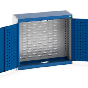 Small Metal Storage Cabinet - Cubio Cupboard Storage with Louvre Backpanel. WxDxH: 800X325X700mm Ral 7035/5010 _SKU-40031061.11V
