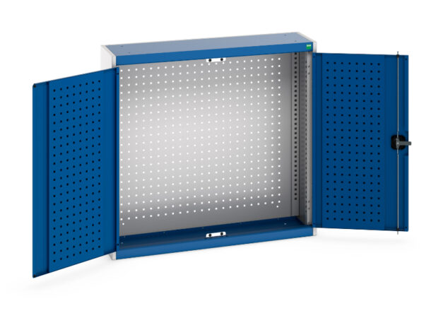 Cubio Cupboard Storage with Perfo Backpanel. WxDxH: 1050X325X1000mm Ral 7035/5010 _SKU-40031062.11V