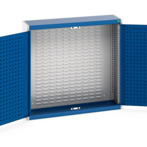 Cubio Cupboard Storage with Louvre Backpanel. WxDxH: 1050X325X1000mm Ral 7035/5010 _SKU-40031063.11V