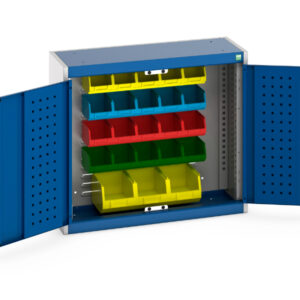 Cubio Cupboard Storage with Louvre Backpanel And 23 Piece Bin Kit. WxDxH: 800X325X700mm Ral 7035/5010 _SKU-40031064.11V