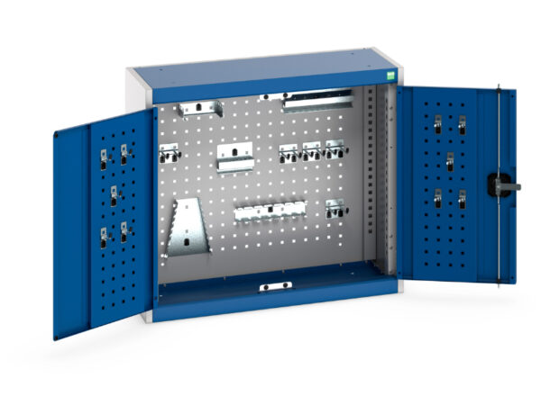 Metal Tool Storage Storage Cabinets - Cubio Cupboard Storage with Perfo Backpanel And 20 Piece Hook Kit. WxDxH: 800X325X700mm Ral 7035/5010 _SKU-40031066.11V