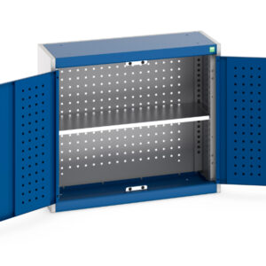 Cubio Cupboard Storage with Perfo Backpanel And 1X Shelf. WxDxH: 800X325X700mm Ral 7035/5010 _SKU-40031068.11V