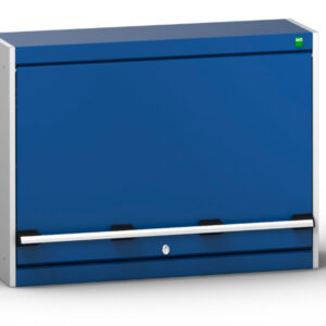 Cubio Wall Cupboard Storage with Lift Up Door with Louvre Backpanel. WxDxH: 800X325X600mm Ral 7035/5010 _SKU-40031071.11V