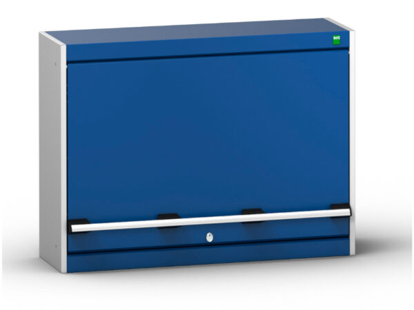 Cubio Wall Cupboard Storage with Lift Up Door with Louvre Backpanel. WxDxH: 800X325X600mm Ral 7035/5010 _SKU-40031071.11V