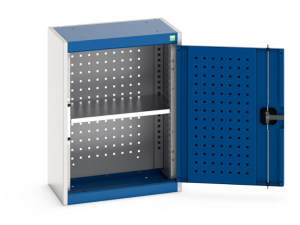 Cubio Cupboard Storage with Perfo Backpanel And 1X Shelf. WxDxH: 525X325X700mm Ral 7035/5010 _SKU-40031077.11V