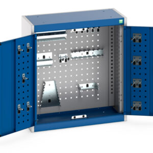 Cubio Cupboard Storage with Perfo Backpanel And 20 Piece Hook Kit. WxDxH: 650X325X700mm Ral 7035/5010 _SKU-40031078.11V