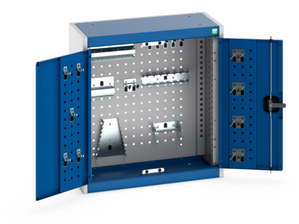 Cubio Cupboard Storage with Perfo Backpanel And 20 Piece Hook Kit. WxDxH: 650X325X700mm Ral 7035/5010 _SKU-40031078.11V