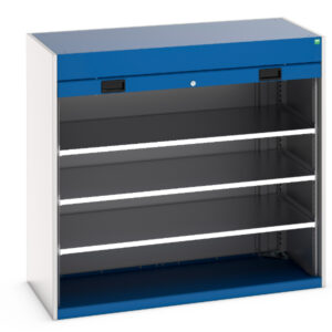 Roller Shutter Metal Cupboard Storage - Cubio Cupboard Storage with Roller Shutter Door, 3X Shelves. WxDxH: 1300X650X1200mm Ral 7035/5010 _SKU-40201012.11V