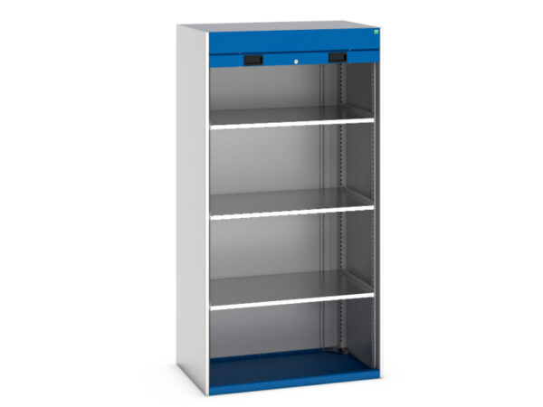 Metal Roller Shutter Cupboard Storage - Cubio Cupboard Storage with Roller Shutter Door, 3X Shelves. WxDxH: 1050X650X2000mm Ral 7035/5010 _SKU-40201021.11V