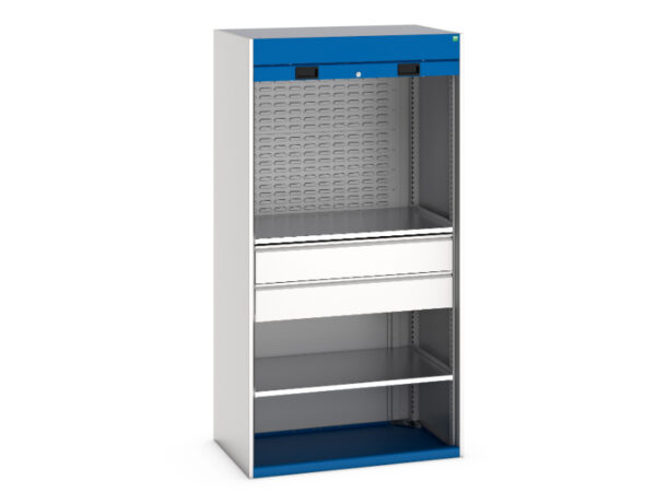 Bott Workshop Cupboard Storages - Cubio Cupboard Storage 2X Shelves 2X 175 Drws 2X Louvre Panels. WxDxH: 1050X650X2000mm Ral 7035/5010 _SKU-40201023.11V