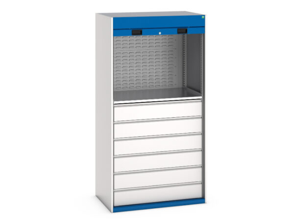 Cubio Lourve Panel Cupboard Storage - 1X Shelf 6X 175 Drws 2X Louvre Panels. WxDxH: 1050X650X2000mm Ral 7035/5010 _SKU-40201024.11V