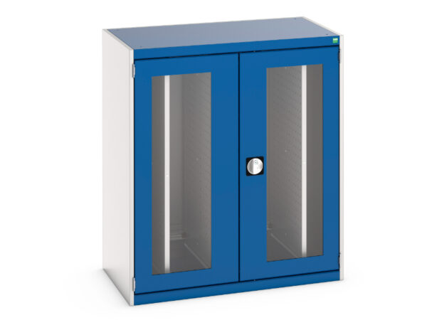 Metal Storage Cabinet with Window Doors - 4X Sliding Perfo Panels. WxDxH: 1050X650X1200mm Ral 7035/5010 _SKU-40301006.11V