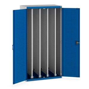 Metal Pegboard Storage Cabinet - Cubio Cupboard Storage Perfo Doors, 4X Sliding Perfo Panels. WxDxH: 1050X650X2000mm Ral 7035/5010 _SKU-40301011.11V