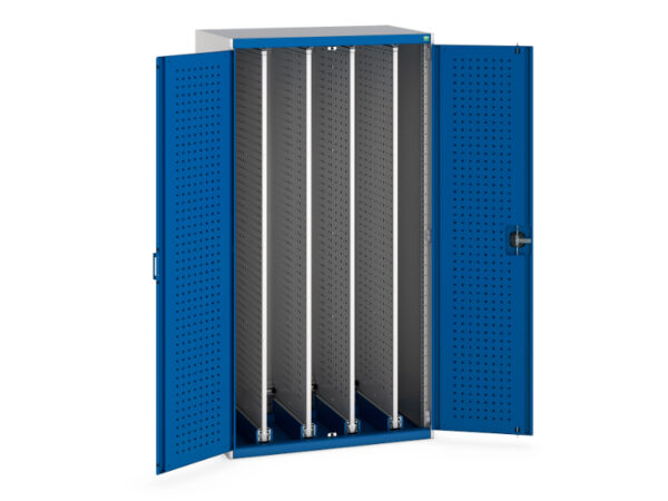 Metal Pegboard Storage Cabinet - Cubio Cupboard Storage Perfo Doors, 4X Sliding Perfo Panels. WxDxH: 1050X650X2000mm Ral 7035/5010 _SKU-40301011.11V