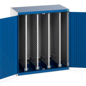 Cupboard Storage Sliding Louvre Panels - Cubio Cupboard Storage Louvre Doors, 4X Sliding Louvre Panels. WxDxH: 1050X650X1200mm Ral 7035/5010 _SKU-40301029.11V