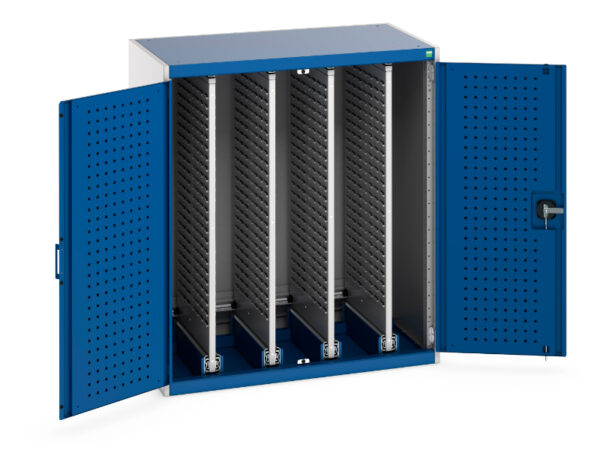 Cupboard Storage Sliding Louvre Panels - Cubio Cupboard Storage Louvre Doors, 4X Sliding Louvre Panels. WxDxH: 1050X650X1200mm Ral 7035/5010 _SKU-40301029.11V