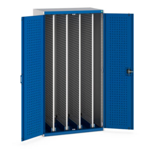 Workshop Cupboard Storage - Cubio Cupboard Storage Louvre Doors, 4X Sliding Louvre Panels. WxDxH: 1050X650X2000mm Ral 7035/5010 _SKU-40301035.11V