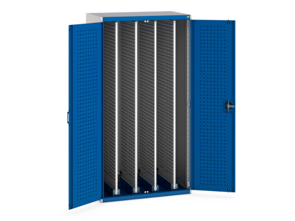 Workshop Cupboard Storage - Cubio Cupboard Storage Louvre Doors, 4X Sliding Louvre Panels. WxDxH: 1050X650X2000mm Ral 7035/5010 _SKU-40301035.11V