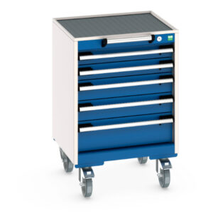 Heavy Duty Mobile Drawer Storage Cabinet - Cubio Mobile Storage Cabinet with 5 Drawers And Top Tray / Mat. WxDxH: 525X525X785mm Ral 7035/5010 _SKU-40402011.11V