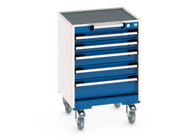 Heavy Duty Mobile Drawer Storage Cabinet - Cubio Mobile Storage Cabinet with 5 Drawers And Top Tray / Mat. WxDxH: 525X525X785mm Ral 7035/5010 _SKU-40402011.11V