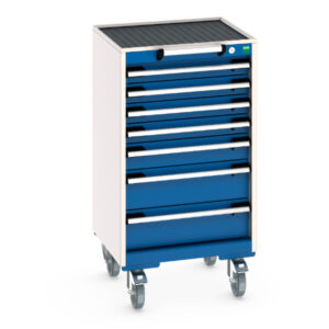 Bott Cubio Mobile Storage Cabinet with 7 Drawers - Top Tray / Mat. WxDxH: 525X525X985mm Ral 7035/5010 _SKU-40402021.11V