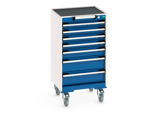 Bott Cubio Mobile Storage Cabinet with 7 Drawers - Top Tray / Mat. WxDxH: 525X525X985mm Ral 7035/5010 _SKU-40402021.11V