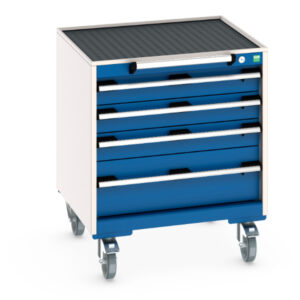 4 Drawer Mobile Storage Cabinet - Cubio Mobile Storage Cabinet with 4 Drawers And Top Tray / Mat. WxDxH: 650X650X785mm Ral 7035/5010 _SKU-40402023.11V