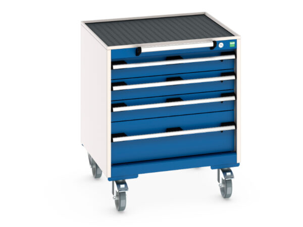 4 Drawer Mobile Storage Cabinet - Cubio Mobile Storage Cabinet with 4 Drawers And Top Tray / Mat. WxDxH: 650X650X785mm Ral 7035/5010 _SKU-40402023.11V