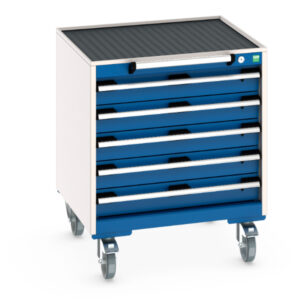 Bott Mobile Drawer Workbench - Cubio Mobile Storage Cabinet with 5 Drawers And Top Tray / Mat. WxDxH: 650X650X785mm Ral 7035/5010 _SKU-40402027.11V