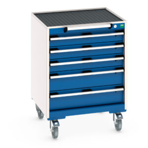 Bott Mobile Cupboard Storage with Drawers - Cubio Mobile Storage Cabinet with 5 Drawers And Top Tray / Mat. WxDxH: 650X650X885mm Ral 7035/5010 _SKU-40402031.11V