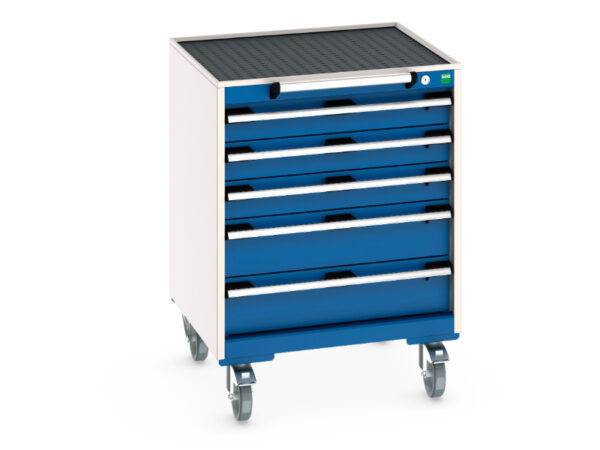 Bott Mobile Cupboard Storage with Drawers - Cubio Mobile Storage Cabinet with 5 Drawers And Top Tray / Mat. WxDxH: 650X650X885mm Ral 7035/5010 _SKU-40402031.11V