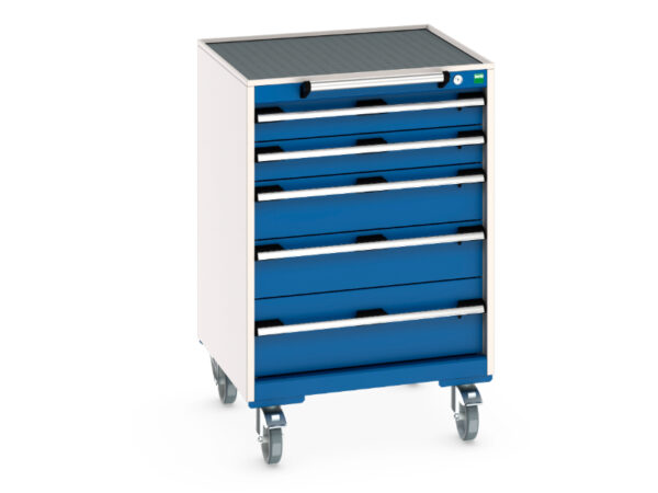 Cubio Portable Storage Storage Cabinet - Cubio Mobile Storage Cabinet with 5 Drawers And Top Tray / Mat. WxDxH: 650X650X985mm Ral 7035/5010 _SKU-40402033.11V