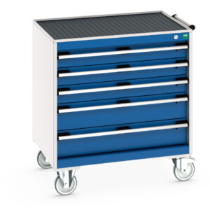 Heavy Duty Tool Chest On Wheels - Cubio Mobile Storage Cabinet with 5 Drawers And Top Tray / Mat. WxDxH: 800X650X885mm Ral 7035/5010 _SKU-40402057.11V