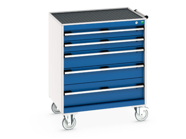 5 Drawer Lockable Mobile Tool Drawers - Cubio Mobile Storage Cabinet with 5 Drawers And Top Tray / Mat. WxDxH: 800X650X985mm Ral 7035/5010 _SKU-40402059.11V
