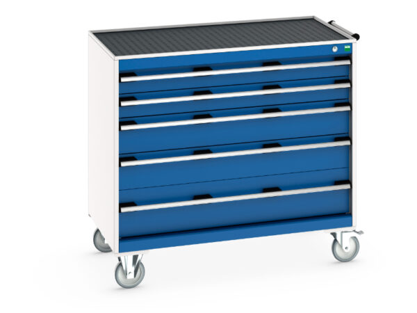 Bott Mobile Lockable Drawers - Cubio Mobile Storage Cabinet with 5 Drawers And Top Tray / Mat. WxDxH: 1050X650X985mm Ral 7035/5010 _SKU-40402075.11V