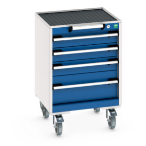 Cubio Mobile Storage Cabinet with 4 Drawers - Top Tray And Mat. WxDxH: 525X525X785mm Ral 7035/5010 _SKU-40402109.11V
