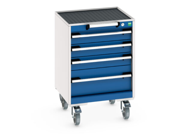 Cubio Mobile Storage Cabinet with 4 Drawers - Top Tray And Mat. WxDxH: 525X525X785mm Ral 7035/5010 _SKU-40402109.11V