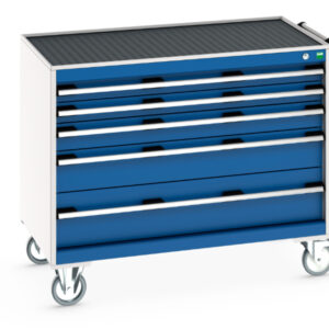 Bott Mobile Tool Chest - Cubio Mobile Storage Cabinet with 5 Drawers And Top Tray / Mat. WxDxH: 1050X650X885mm Ral 7035/5010 _SKU-40402130.11V