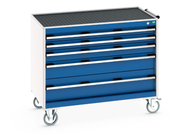 Bott Mobile Tool Chest - Cubio Mobile Storage Cabinet with 5 Drawers And Top Tray / Mat. WxDxH: 1050X650X885mm Ral 7035/5010 _SKU-40402130.11V