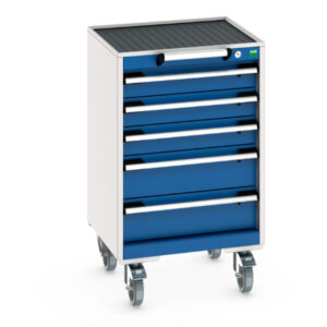 Mobile Storage Storage Cabinet with Drawers - Cubio Mobile Storage Cabinet with 5 Drawers And Top Tray / Mat. WxDxH: 525X525X885mm Ral 7035/5010 _SKU-40402132.11V