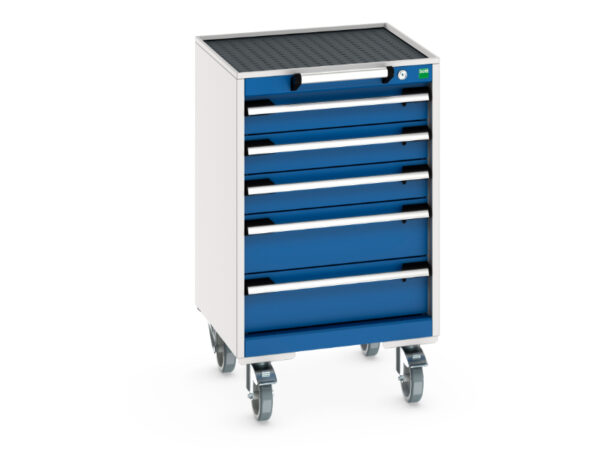 Mobile Storage Storage Cabinet with Drawers - Cubio Mobile Storage Cabinet with 5 Drawers And Top Tray / Mat. WxDxH: 525X525X885mm Ral 7035/5010 _SKU-40402132.11V